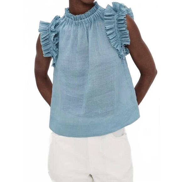 SEA Tops - NEW SEA anise flutter sleeve top in sea blue